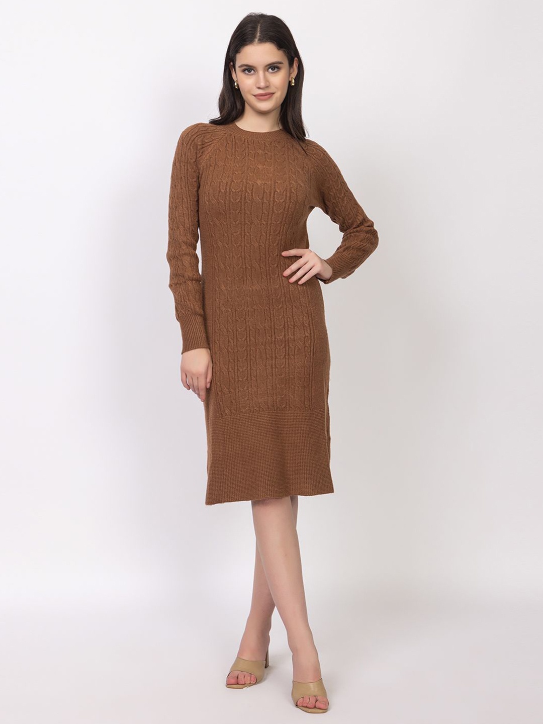 

Lory Women Woollen Jumper Dress, Brown