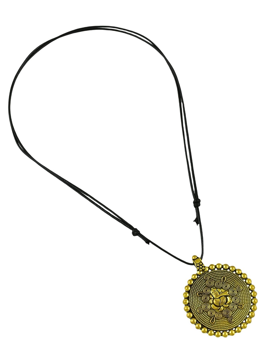 

HIGH TRENDZ Gold-Plated Circular Pendants with Chains, Black