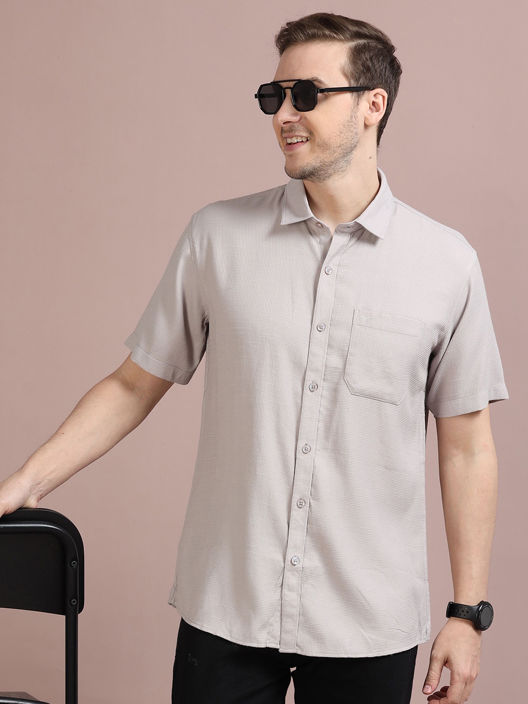 

RIGS AND RAGS Men Standard Opaque Casual Shirt, Grey