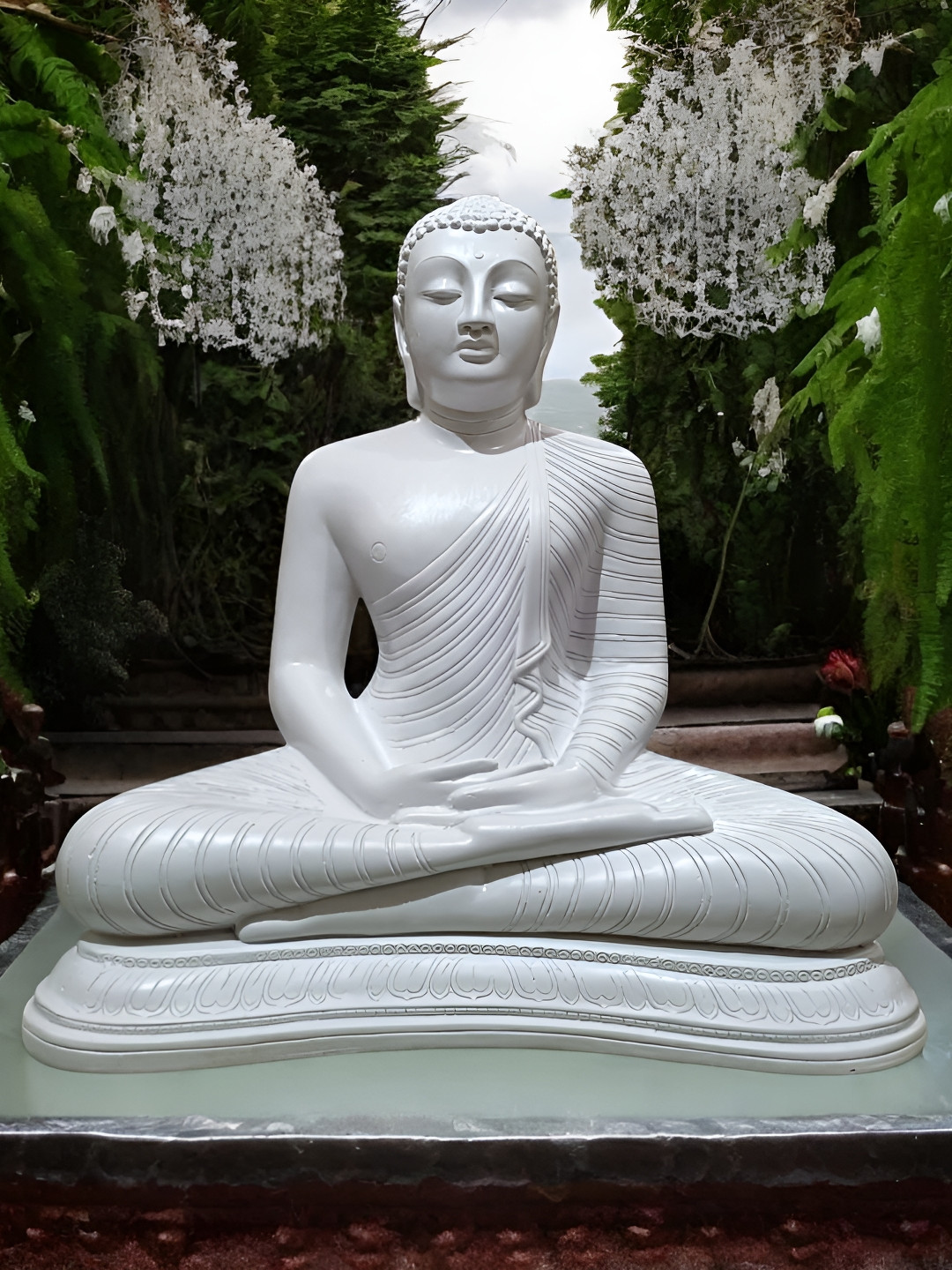 

Vrinban International White Buddha Figurine Showpiece