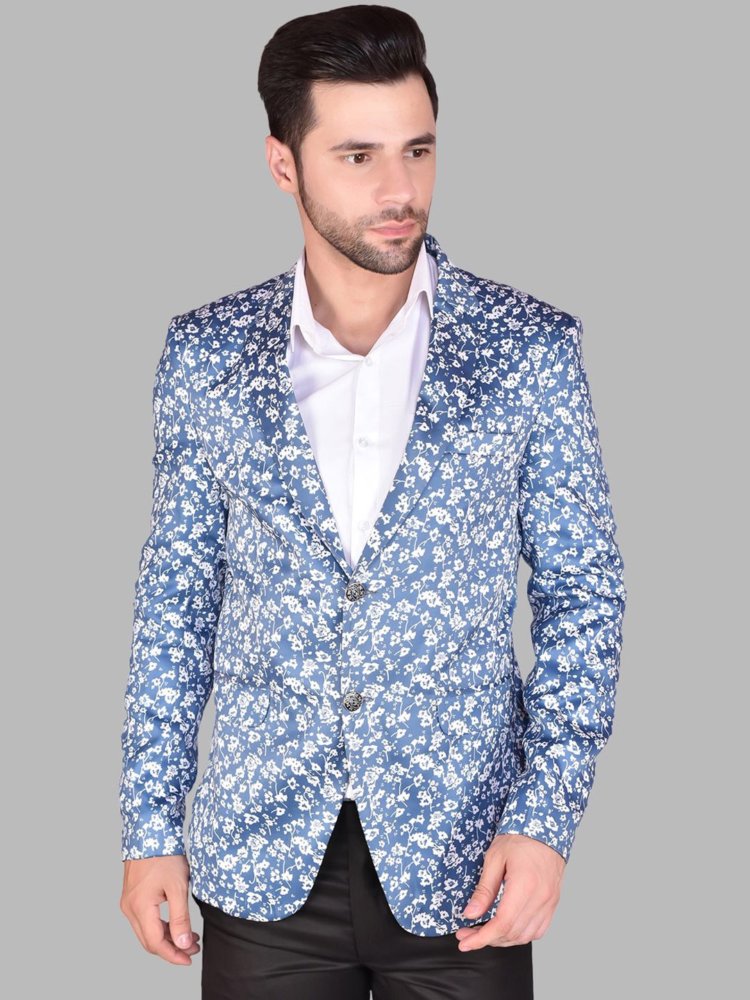 

PRINTINDIA Single Breasted Blazer, Blue