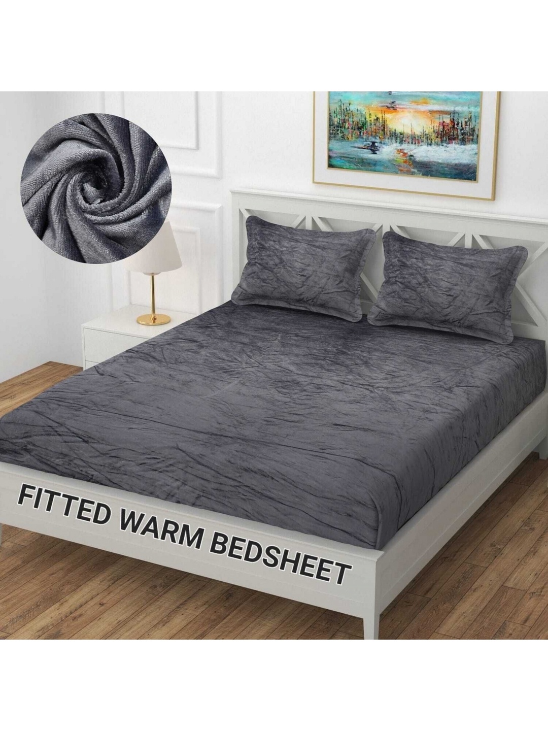 

Innovative Edge Grey Woolen Fitted 160 TC King Bedsheet Set 1.82 m x 1.98 m