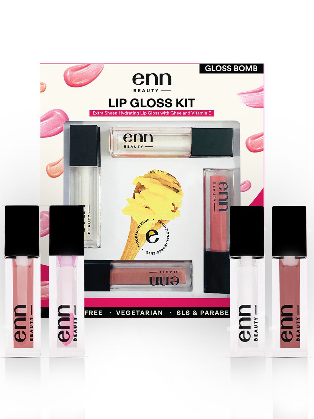 

ENN Set Of 4 Beauty Color Changing Non-Sticky Texture Lip Gloss - 1.5 ml Each- PH Lip Oil, Multi