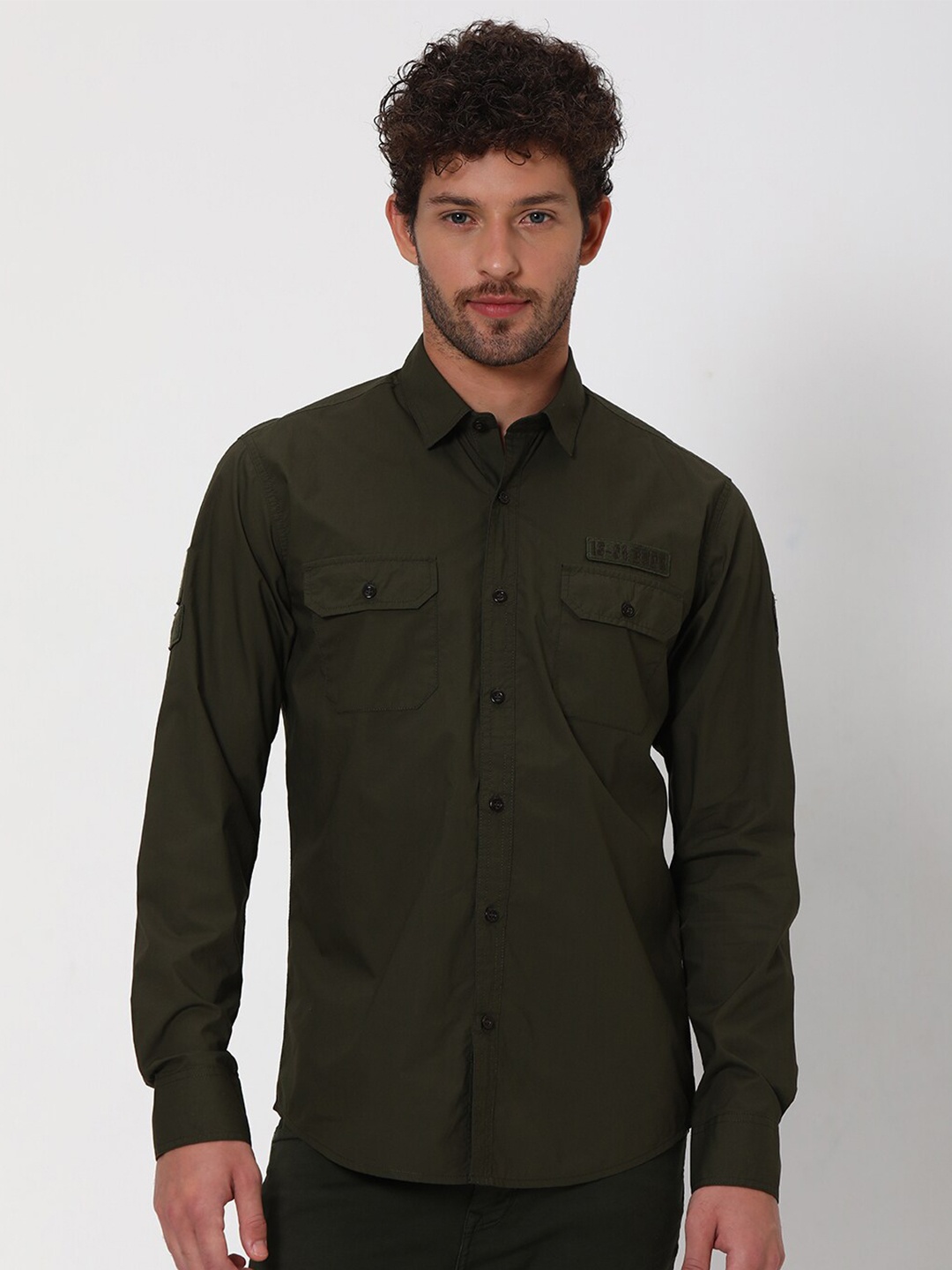 

Mufti Slim Fit Classic Cotton Casual Shirt, Olive