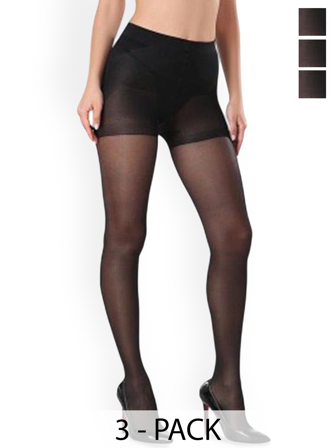 

Softwrap Pack Of 3 Thigh-High Sheered Tights Stockings, Black