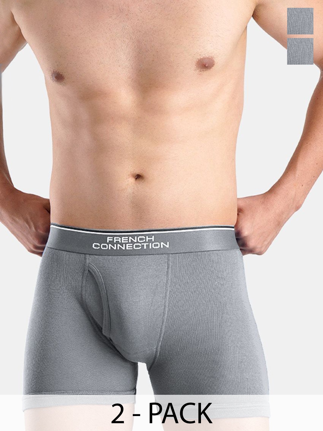 

French Connection Pack Of 2 Breathability Trunks BARONSLEETS, Grey
