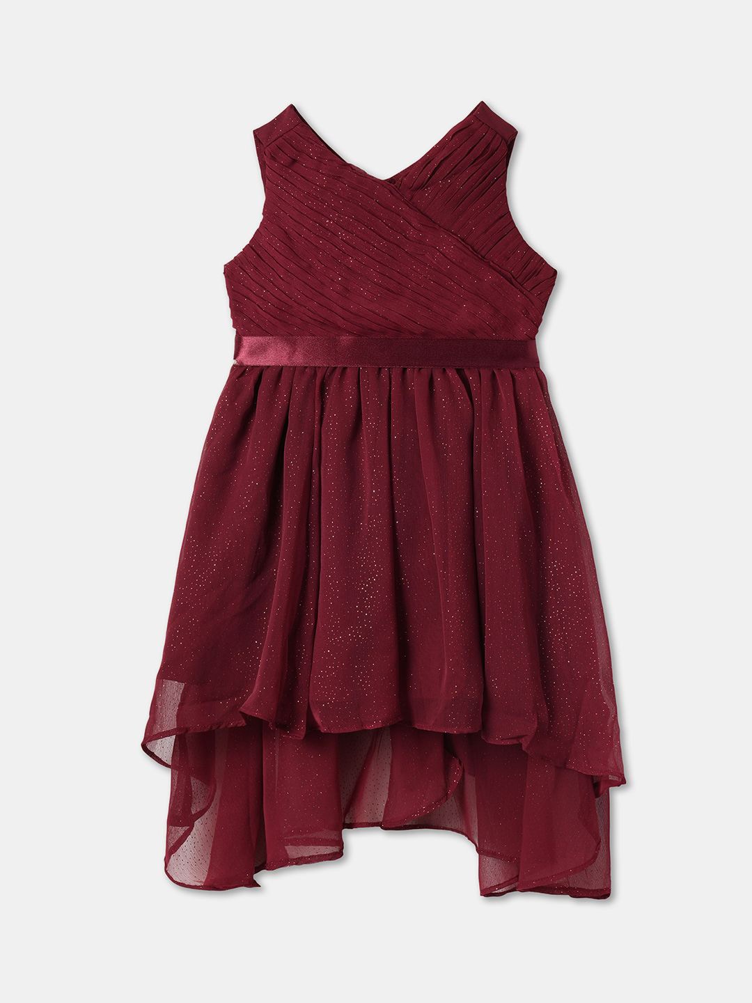 

R&B Girls Printed A-Line Dress, Maroon
