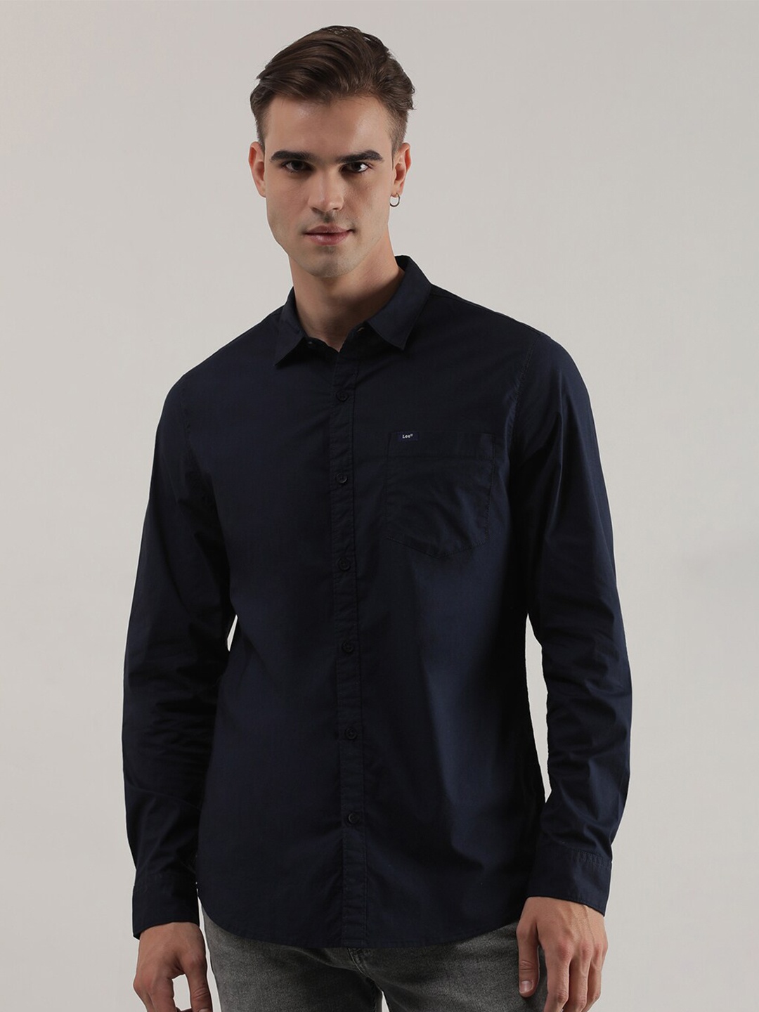 

Lee Slim Fit Cotton Casual Shirt, Navy blue