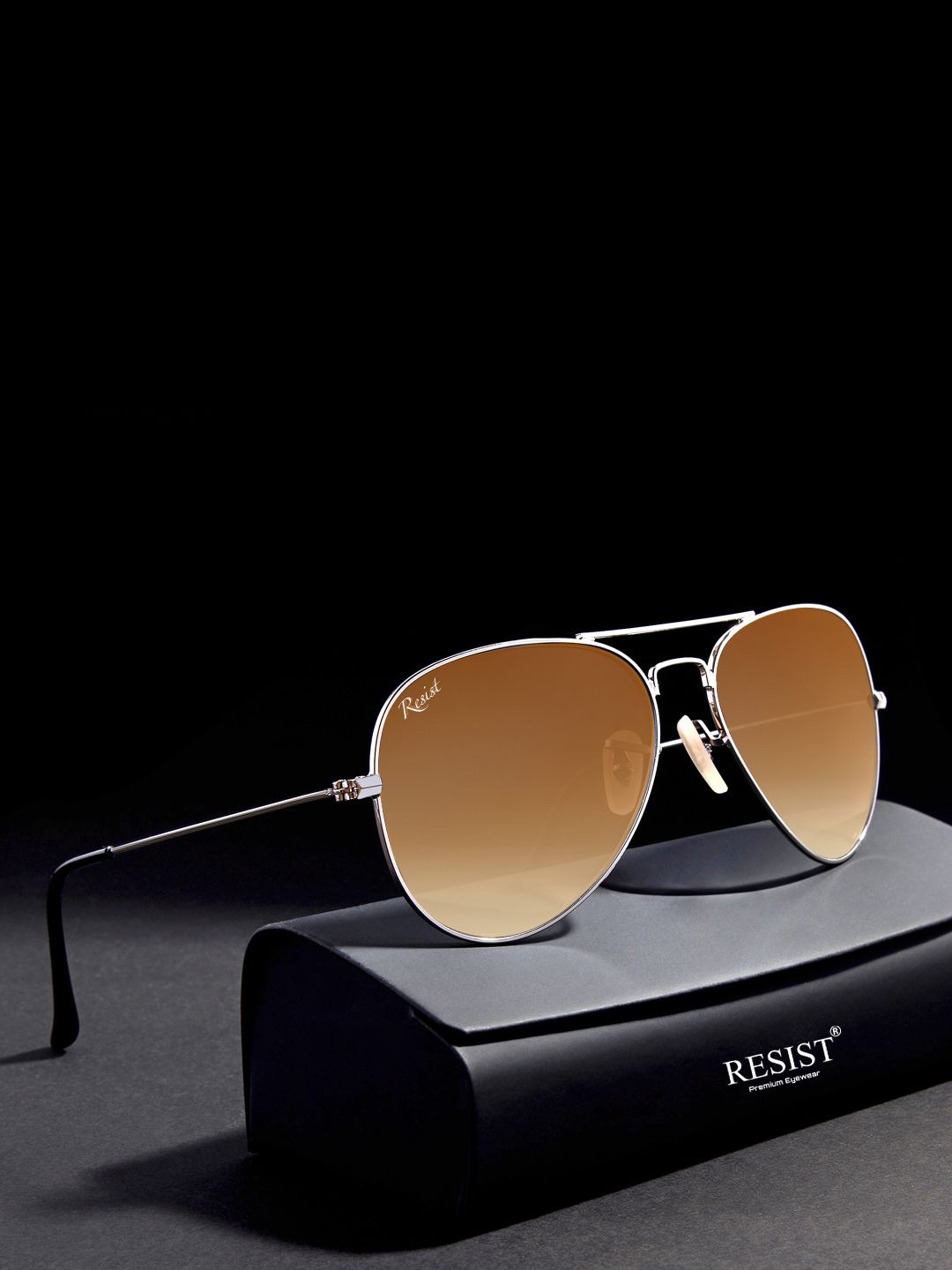 

RESIST EYEWEAR Unisex Aviator Sunglasses with UV Protected Lens, Brown