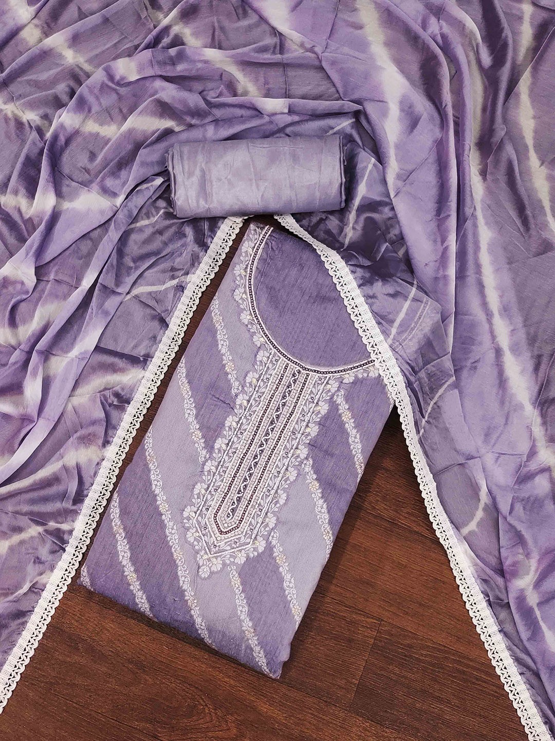 

KALINI Unstitched Dress Material, Lavender