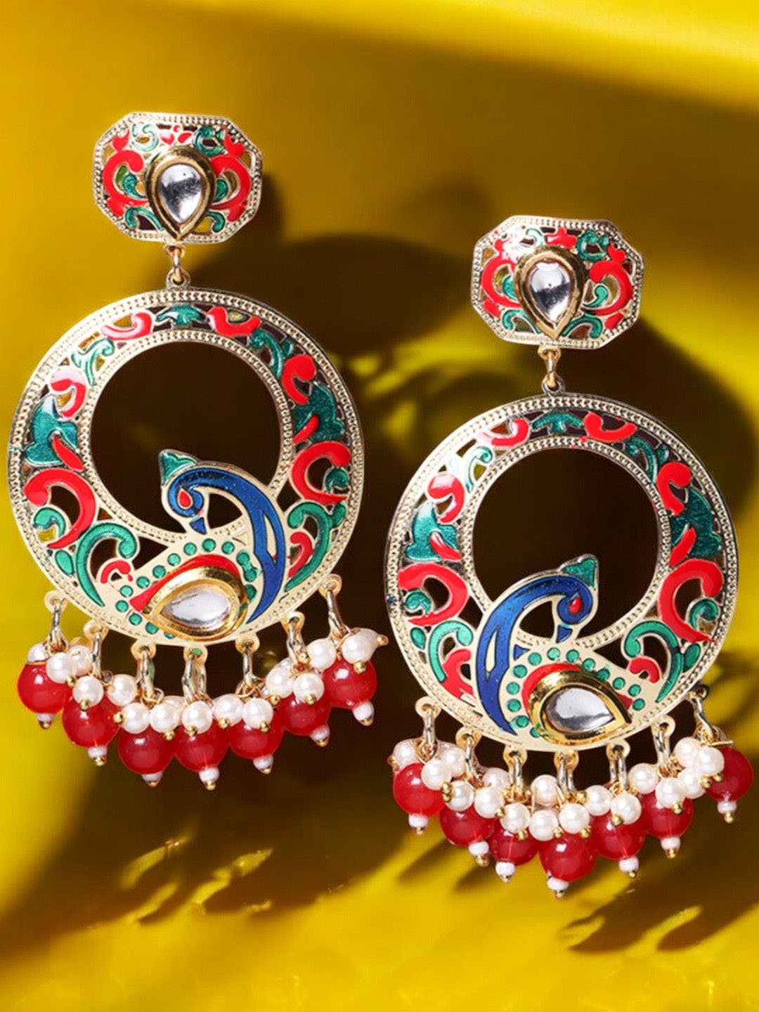 

Anouk Peacock Shaped Chandbalis Earrings, Red
