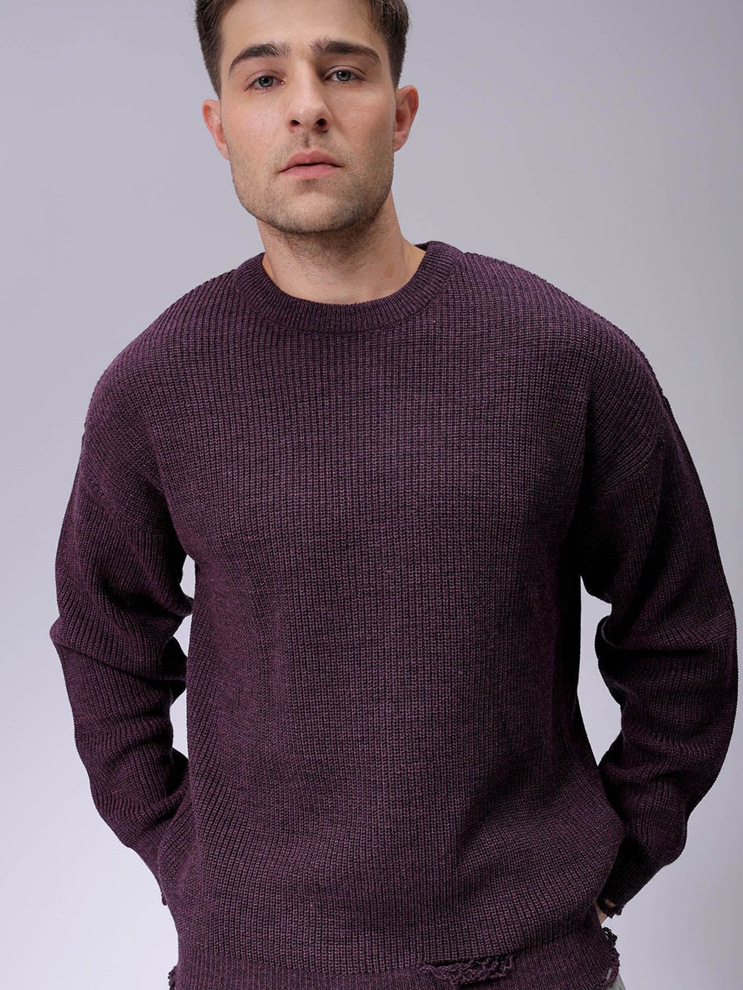 

The Indian Garage Co Men Longline Pullover, Purple