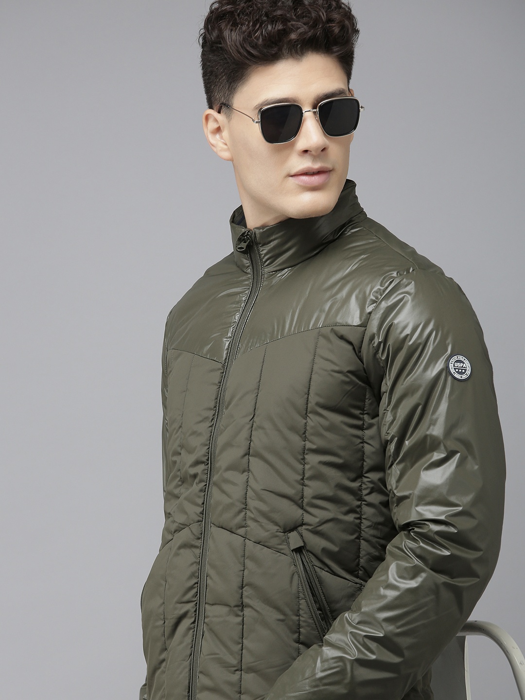 

U S Polo Assn Men Olive Green Puffer Jacket