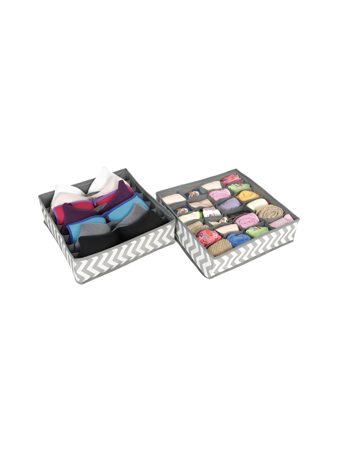 

HOKIPO Grey & White 2 Pieces Printed Multi-Utility Organisers