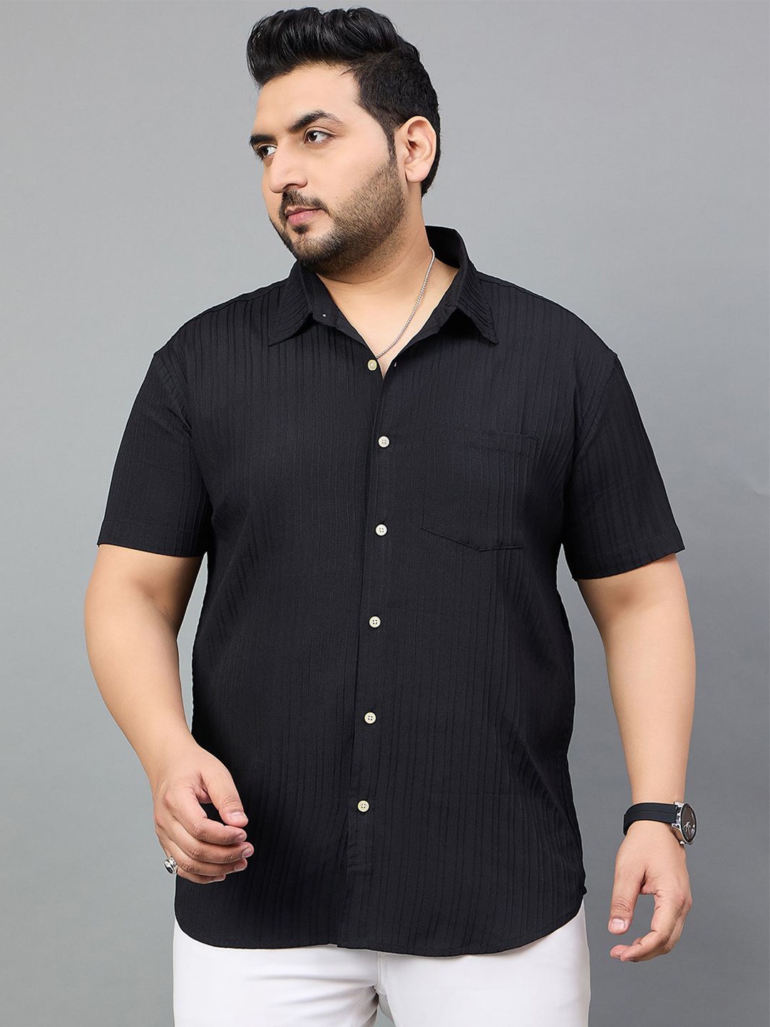 

bigbanana Men Opaque Casual Shirt, Black