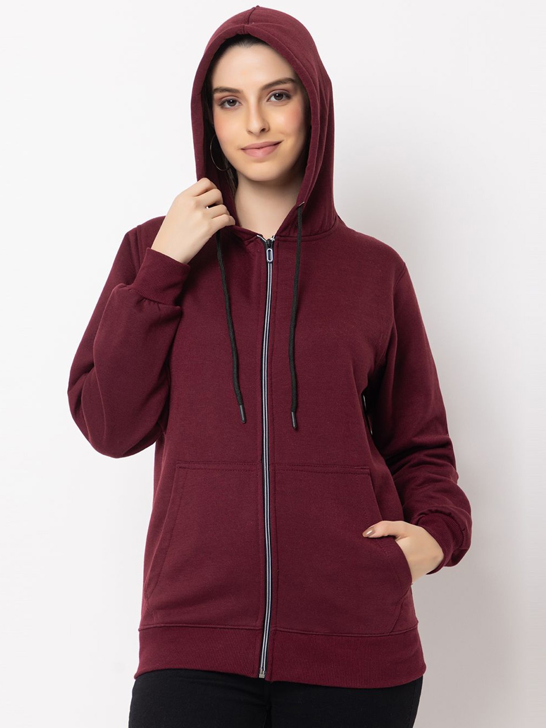 

Deefab Women Hooded Sweatshirt, Maroon