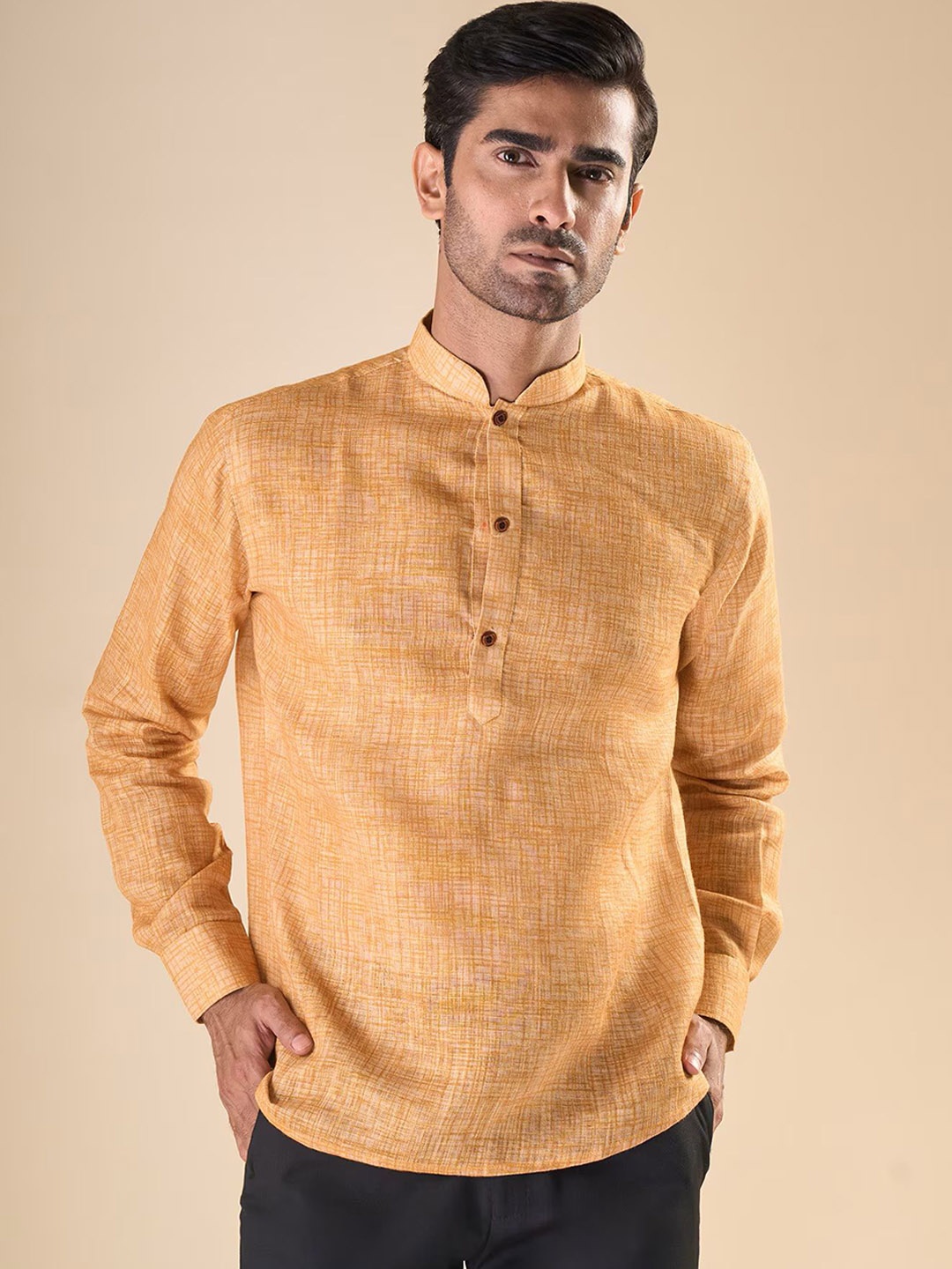 

OUTLUK Men Summer Sheers Kurta, Yellow