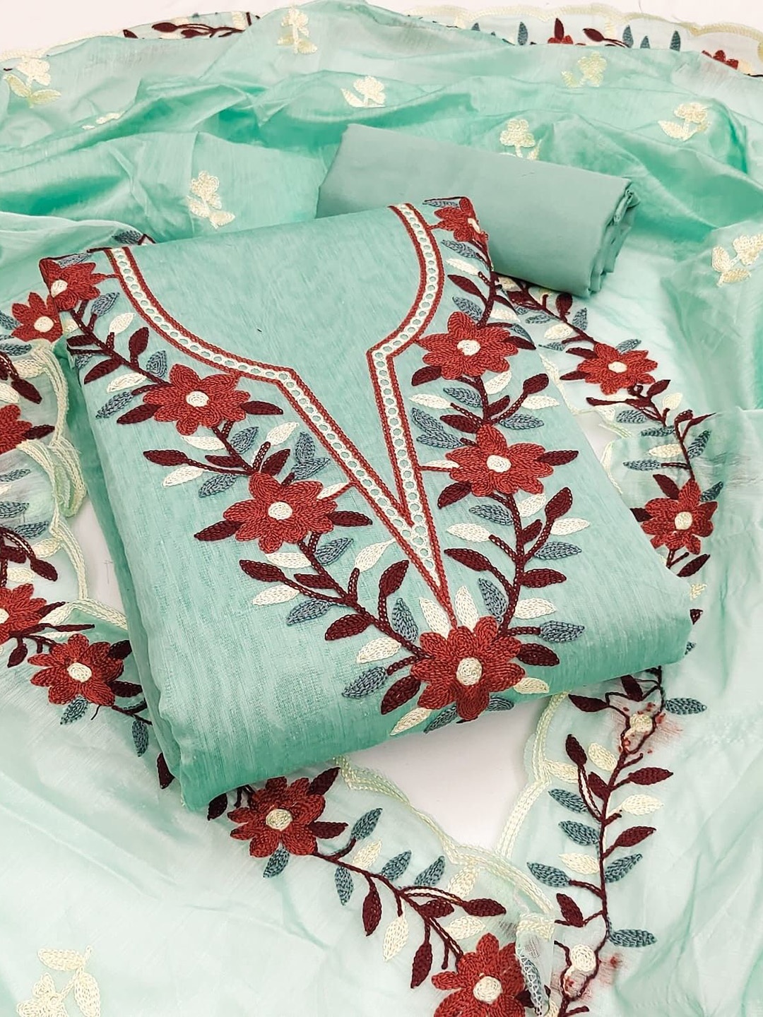 

ZEEPKART Unstitched Dress Material, Sea green