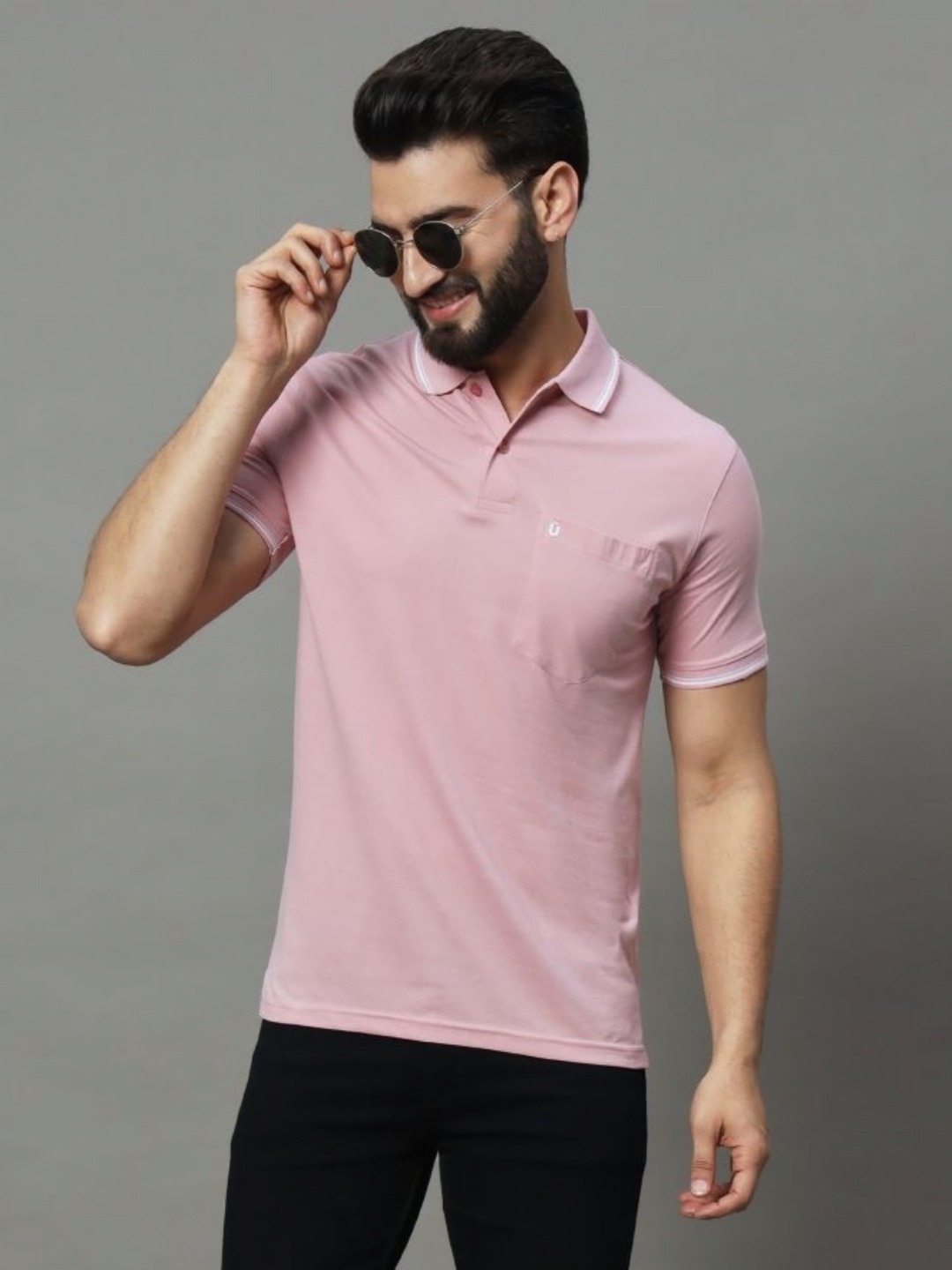 

UNIBERRY Men Polo Collar T-shirt, Peach