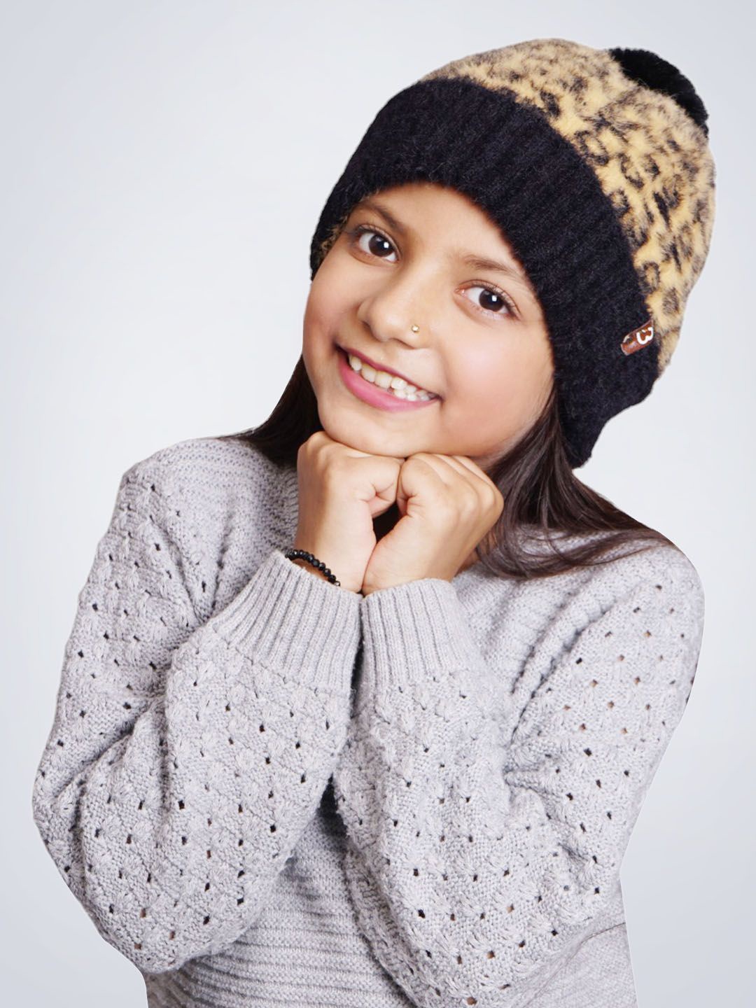 

Bharatasya Girls Woollen Beanie, Brown