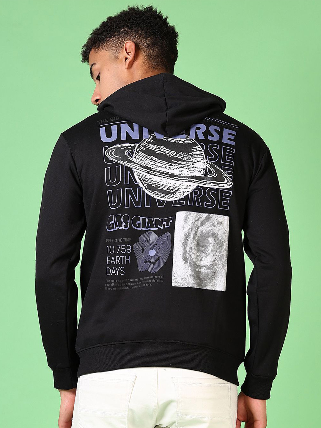 

V-Mart Men Printed Hooded Sweatshirt, Black