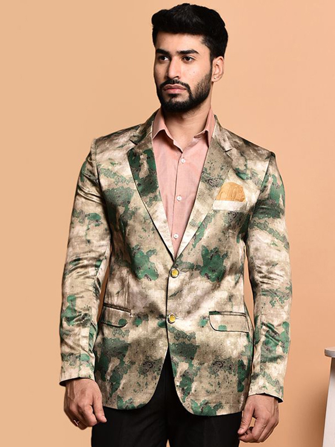 

PRINTINDIA Single Breasted Blazer, Green