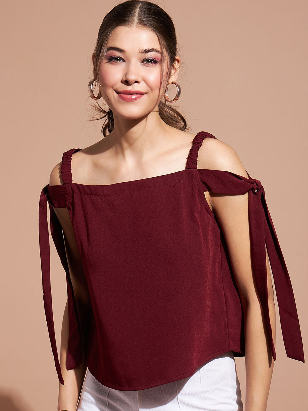 

DressBerry Women Off-Shoulder Bardot Top, Maroon