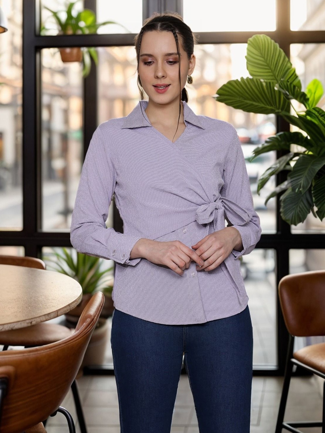

DressBerry Women Classic Opaque Checked Casual Shirt, Blue