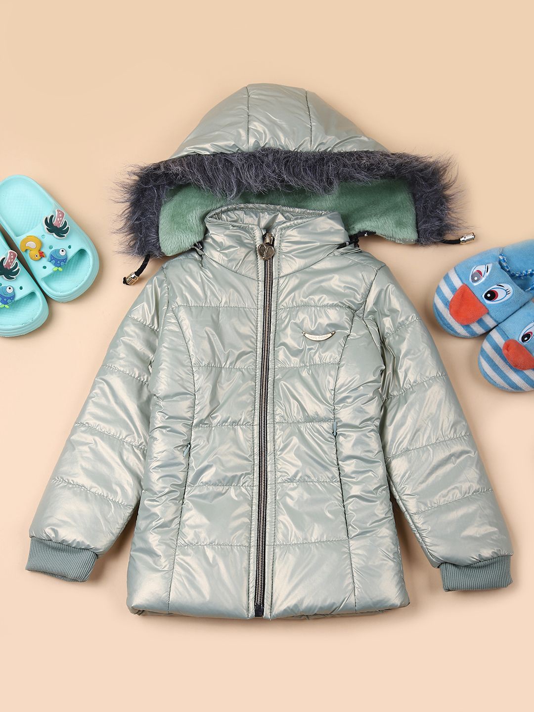 

V-Mart Girls Quilted Jacket, Green