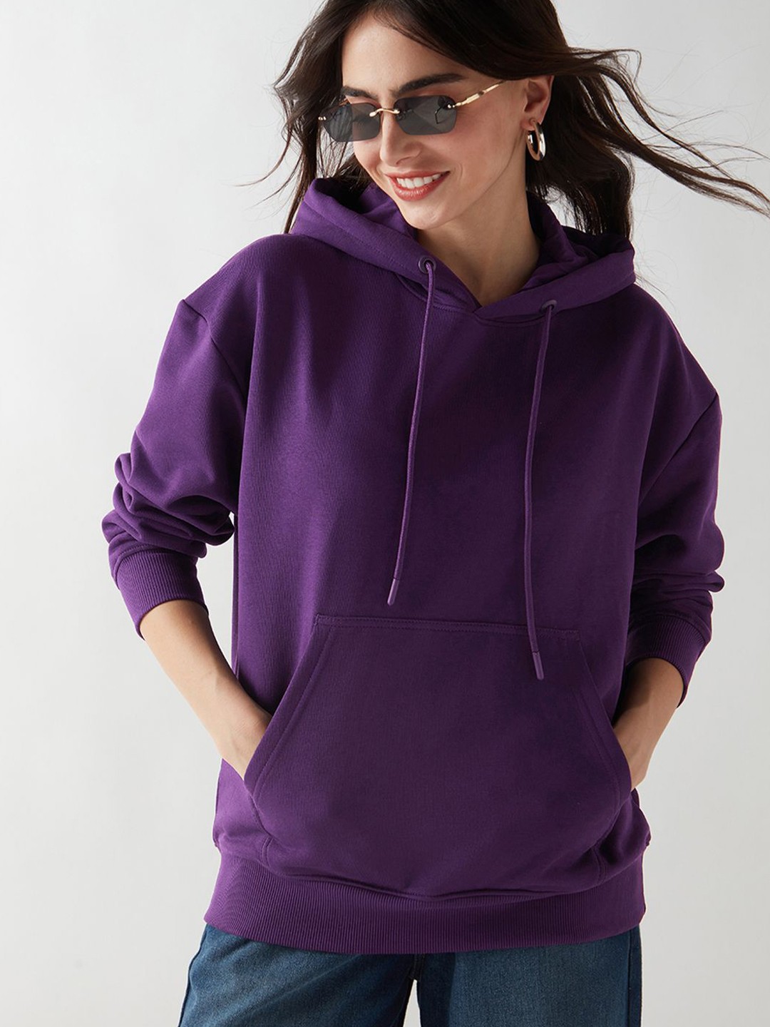 

Bewakoof Women Hooded Pullover Sweatshirt, Purple