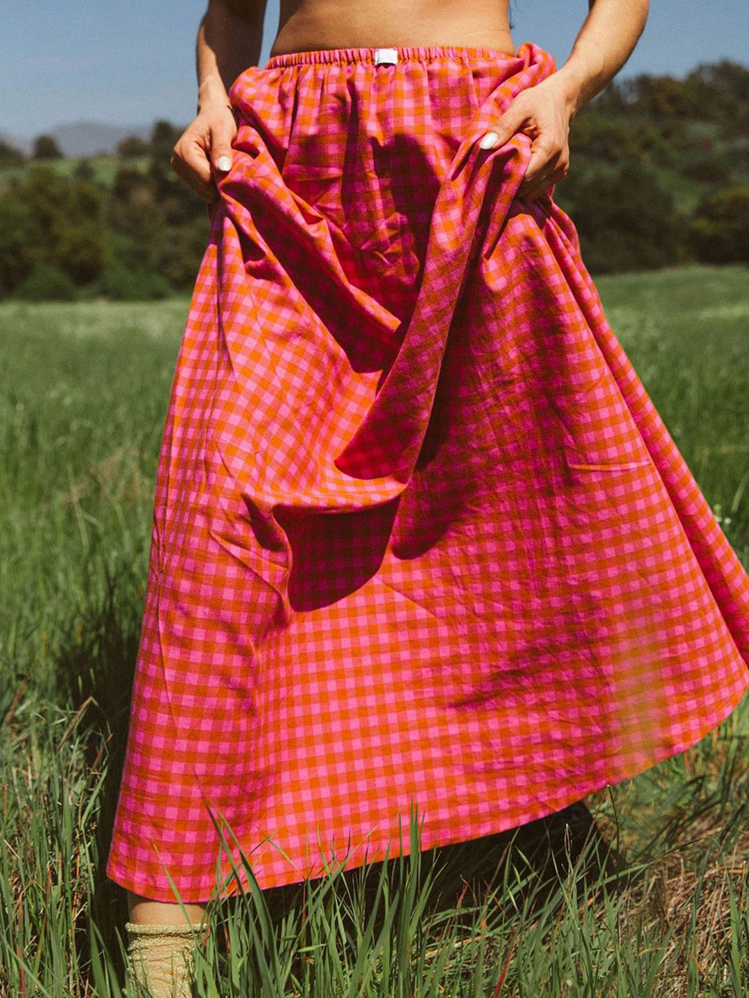 

LULU & SKY Women Checked A-line Maxi Skirt, Red