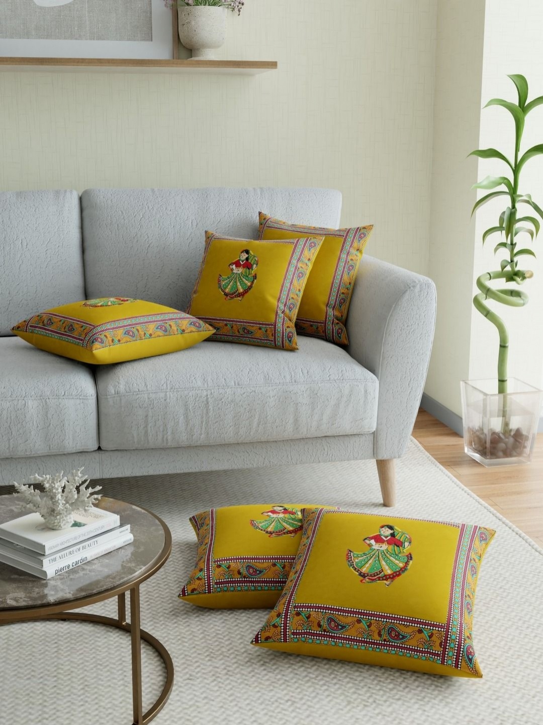 

JAIPUR FABRIC Green & Olive Green Embroidered Square Cushion Covers