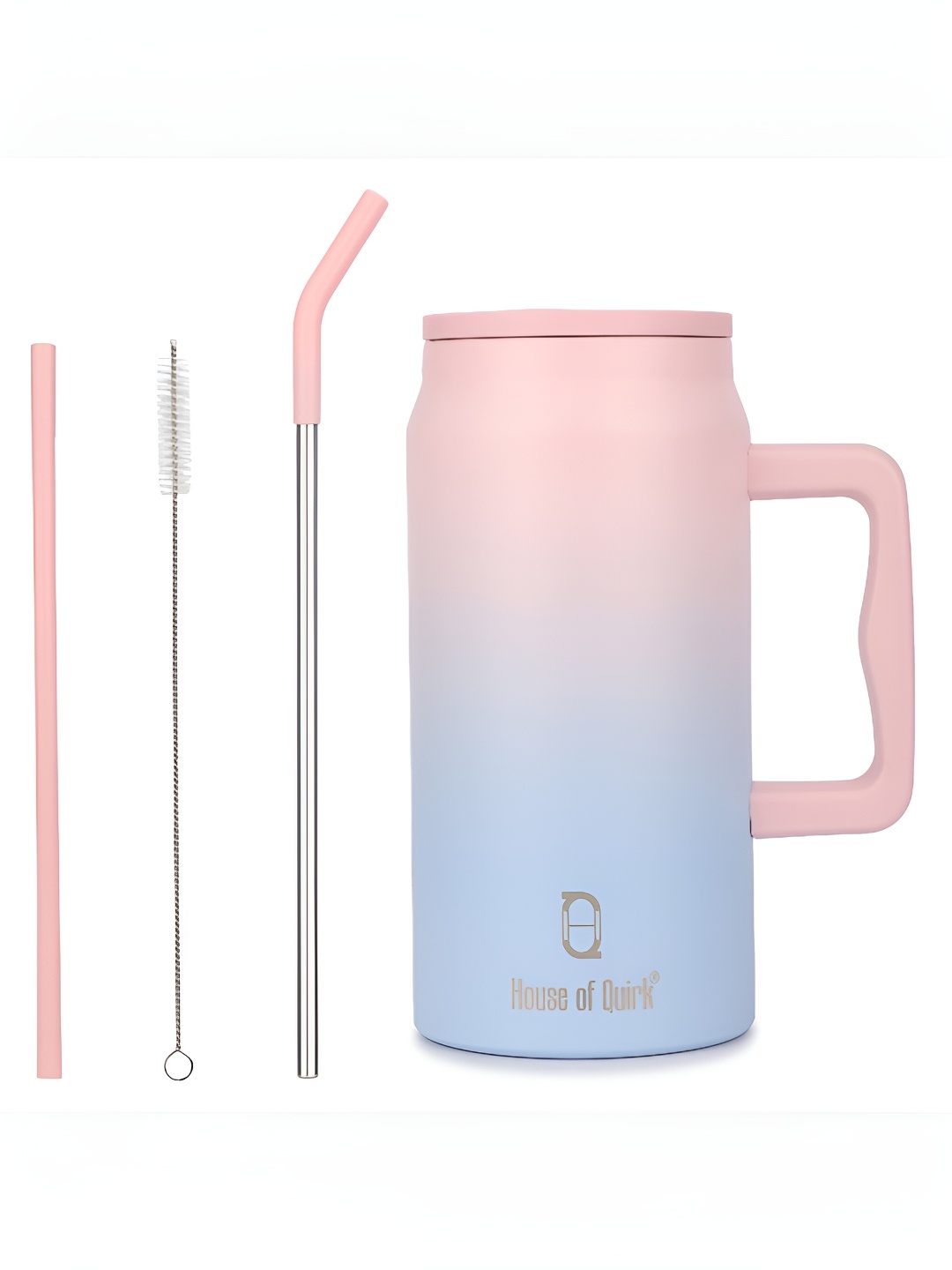 

HOUSE OF QUIRK 1500 Ml Single Stainless Steel Double Wall Vacuum Water Bottle With Straw, Pink