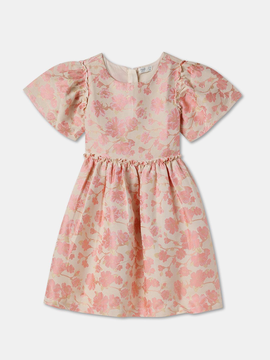 

R&B Girls Floral Printed Fit & Flare Dress, Pink