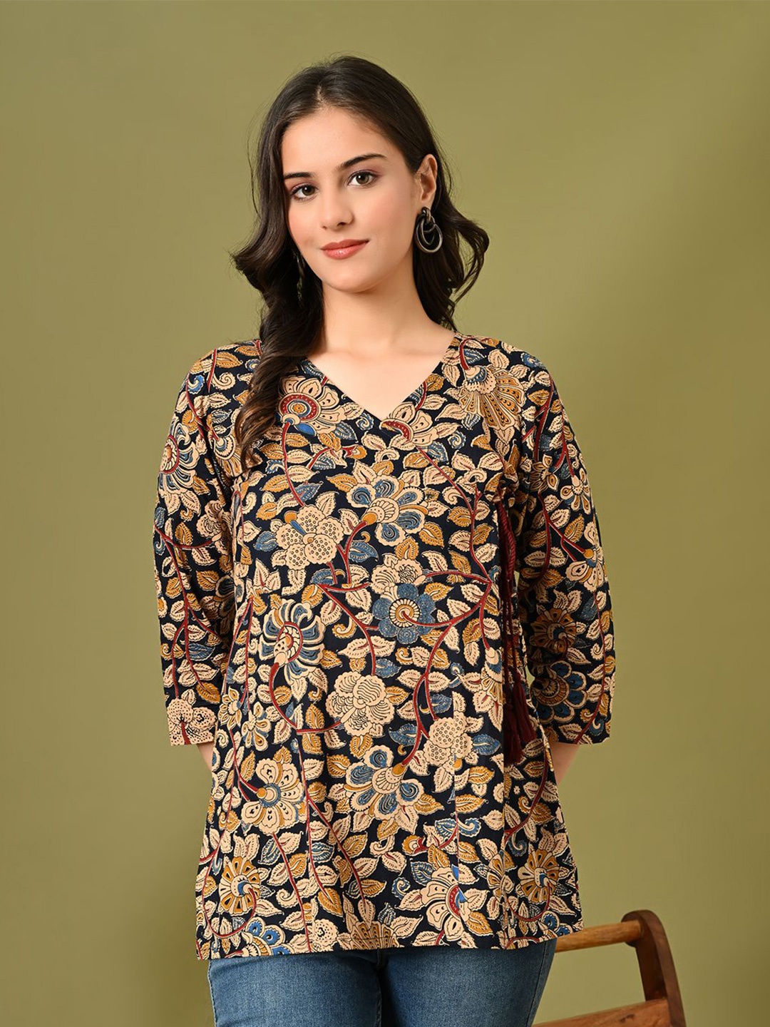 

KALINI Printed Tunic, Beige