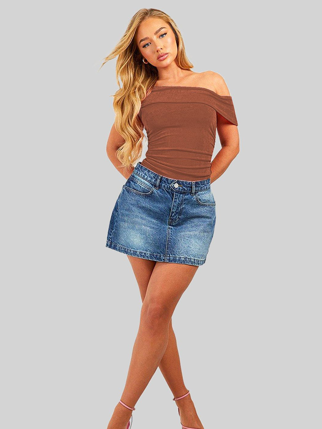 

StyleCast Off-Shoulder Top, Brown