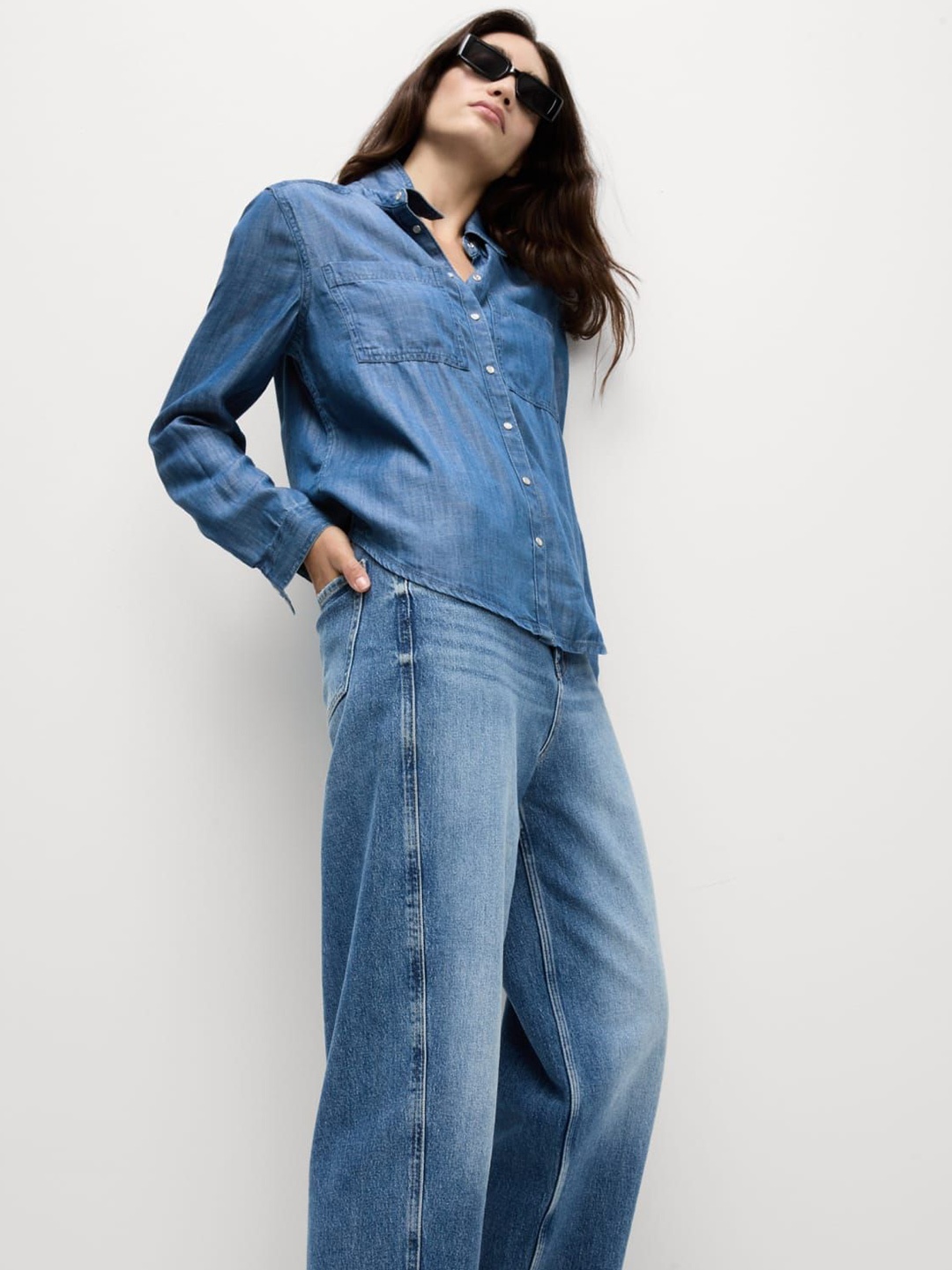 

Marks & Spencer Women Spread Collar Solid Casual Shirt, Blue