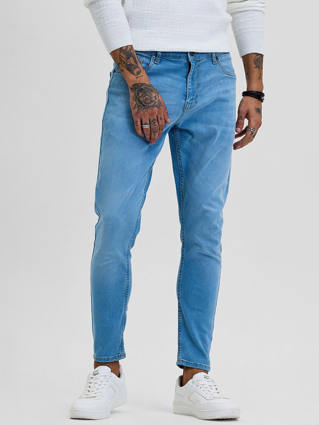 

Snitch Men Narrow Skinny Fit Light Fade Stretchable Jeans, Blue