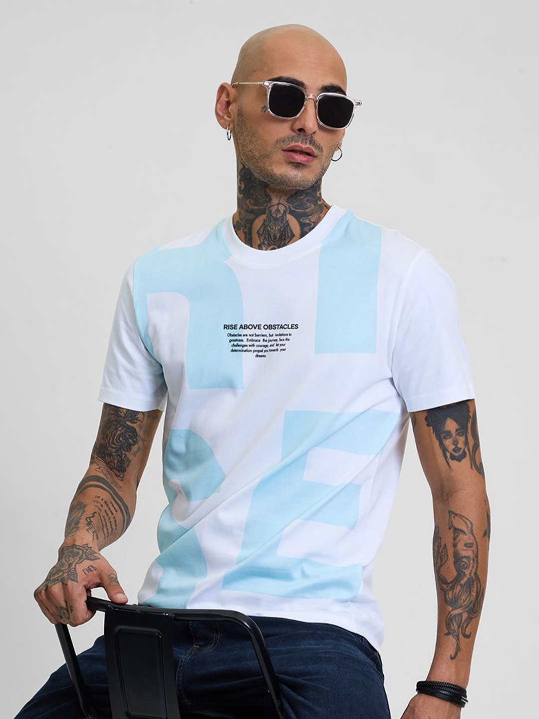 

Snitch Men Typography Printed Slim Fit T-shirt, Blue