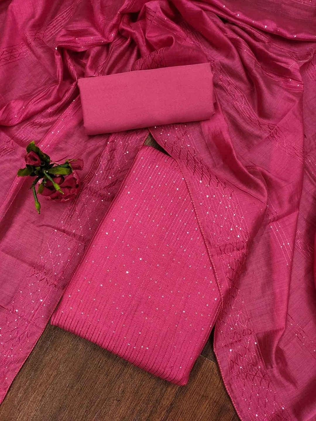 

ZEEPKART Unstitched Dress Material, Pink