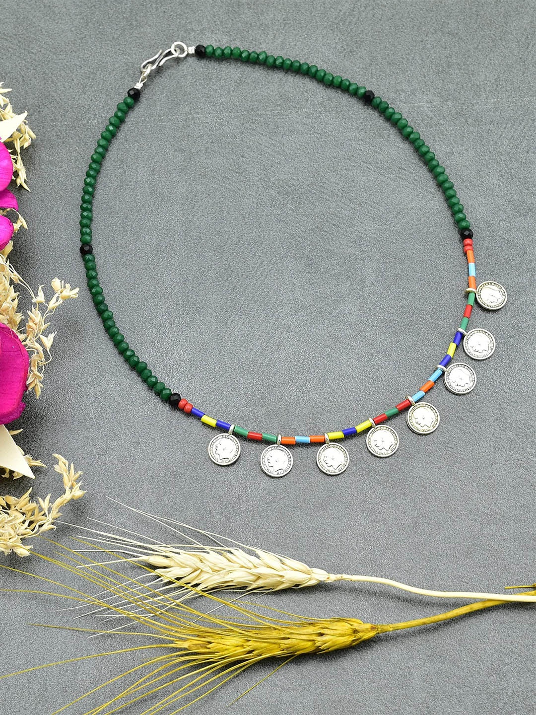 

HIGH TRENDZ Brass Silver-Plated Handcrafted Necklace