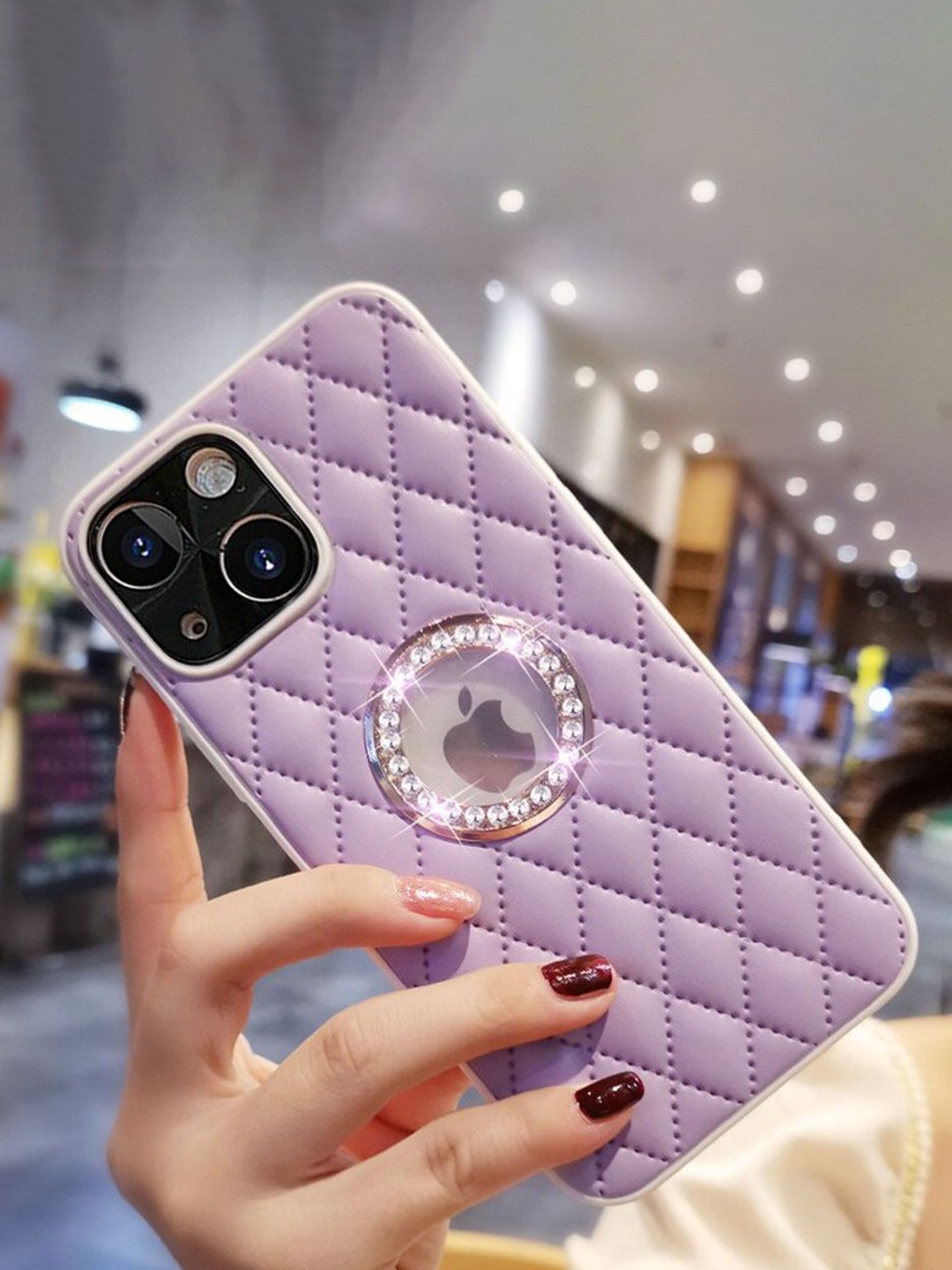 

Luxury Kase Geometric Printed iPhone 13 Back Case Mobile Accessories, Purple