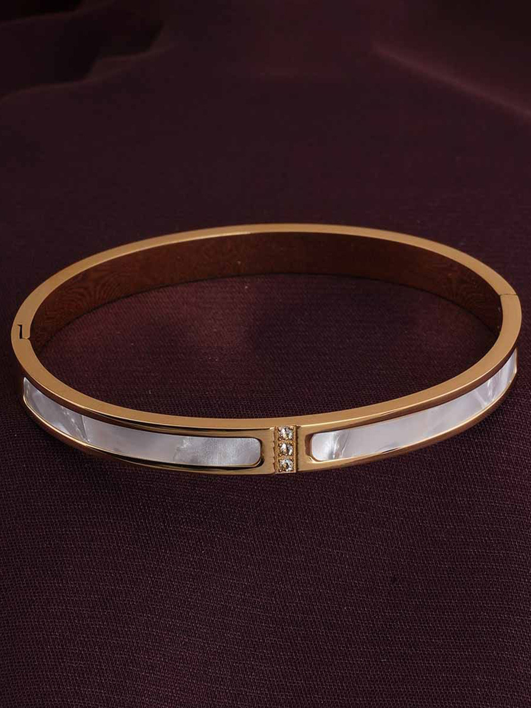 

PALMONAS Women Cubic Zirconia Gold-Plated Bangle-Style Bracelet