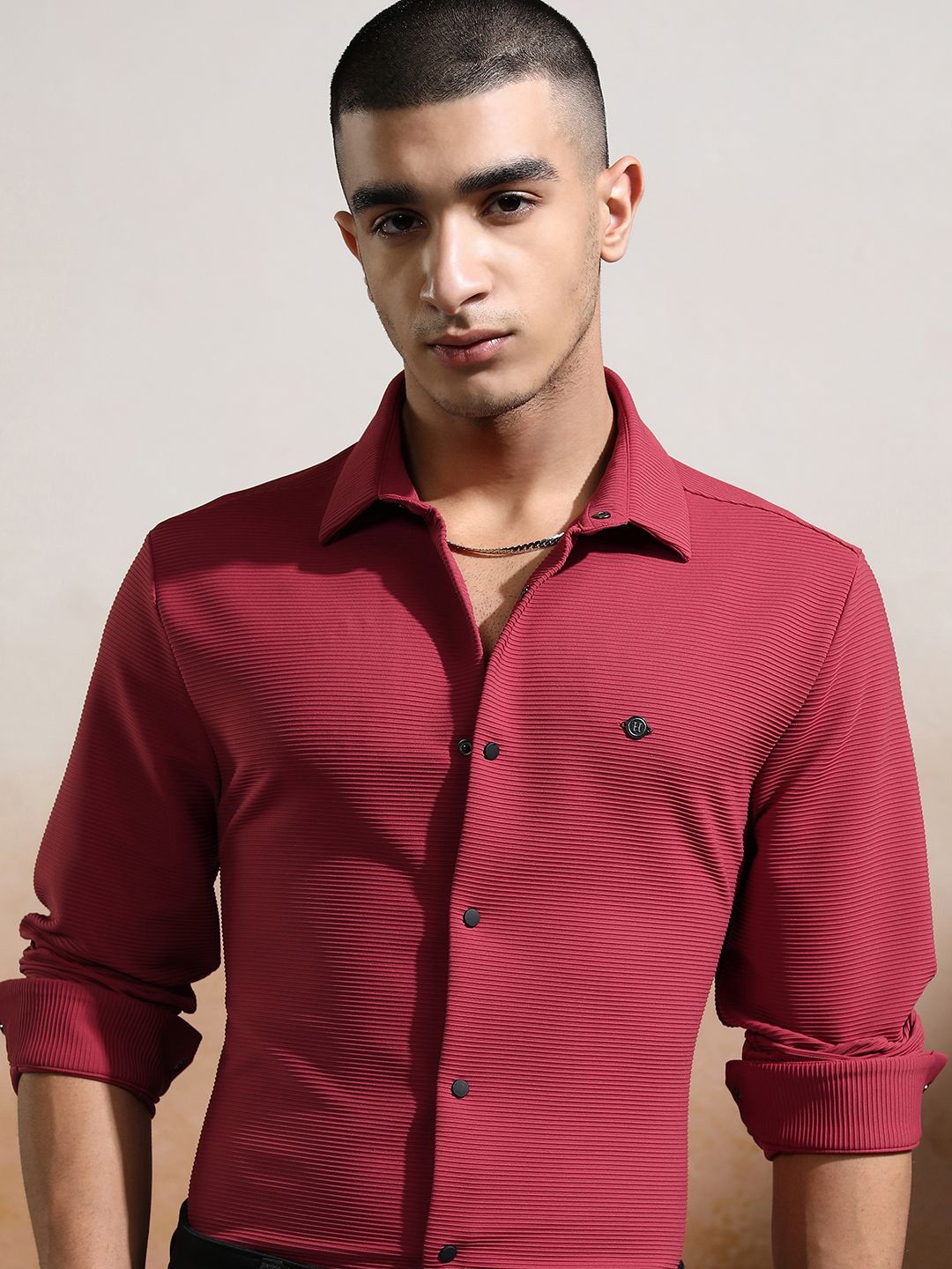 

HIGHLANDER Men Slim Fit Opaque Casual Shirt, Pink