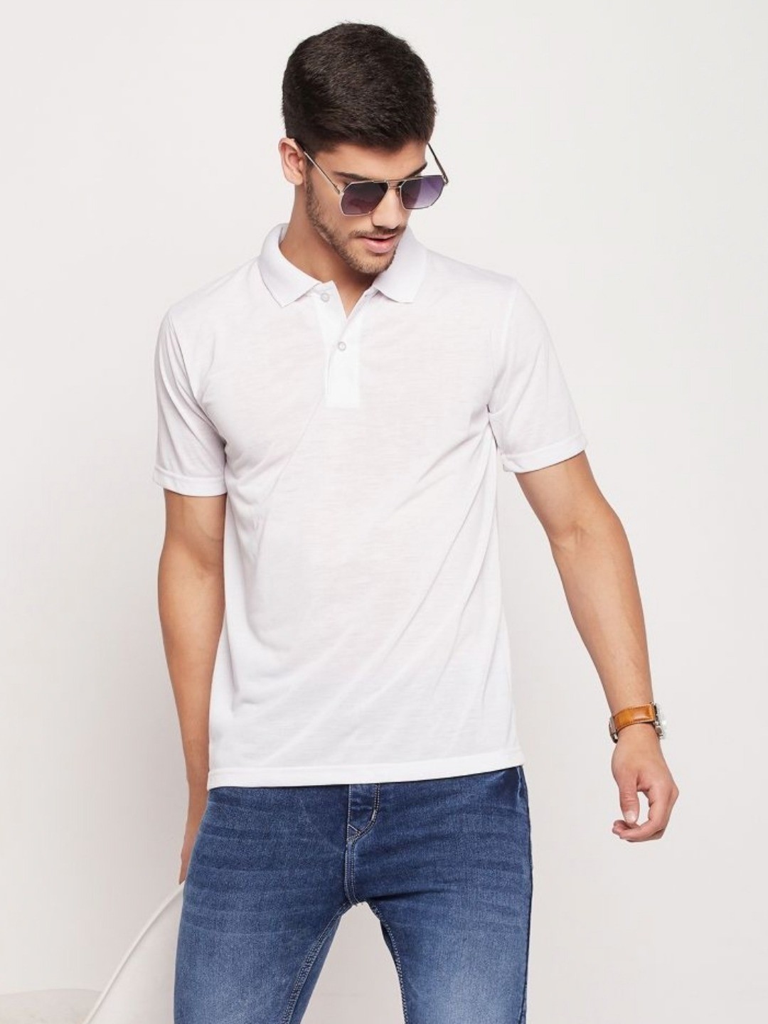 

UBX Men Polo Collar T-shirt, White