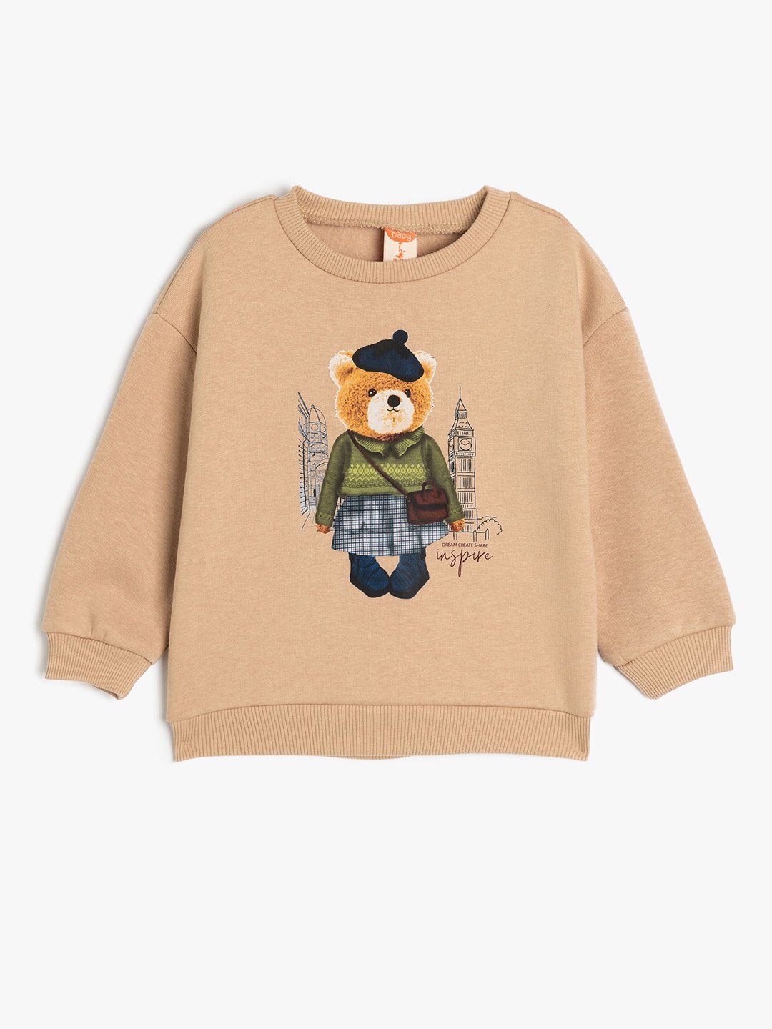 

Koton Girls Embroidered Sweatshirt, Brown