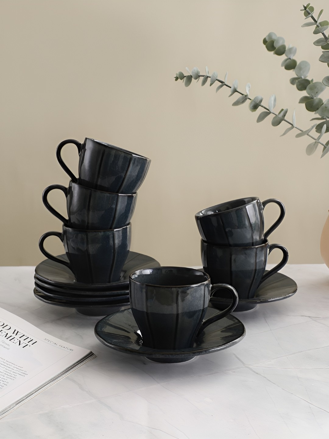 

VarEesha Black 2024 Solid Tea Set of