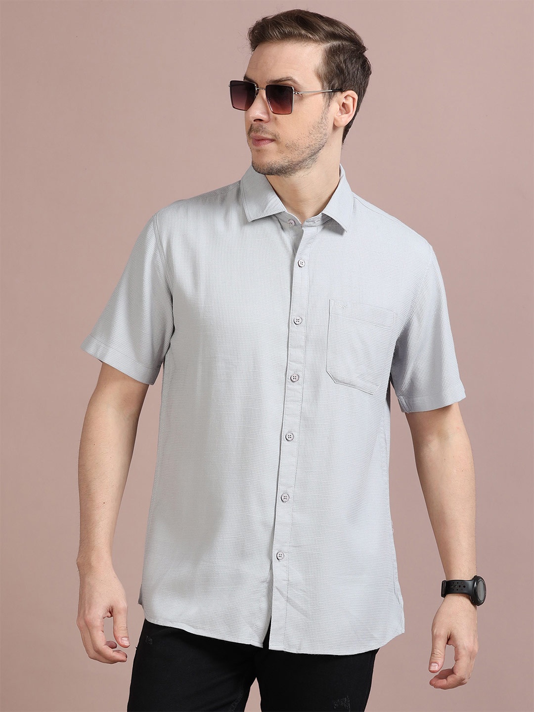 

RIGS AND RAGS Men Standard Opaque Casual Shirt, Grey