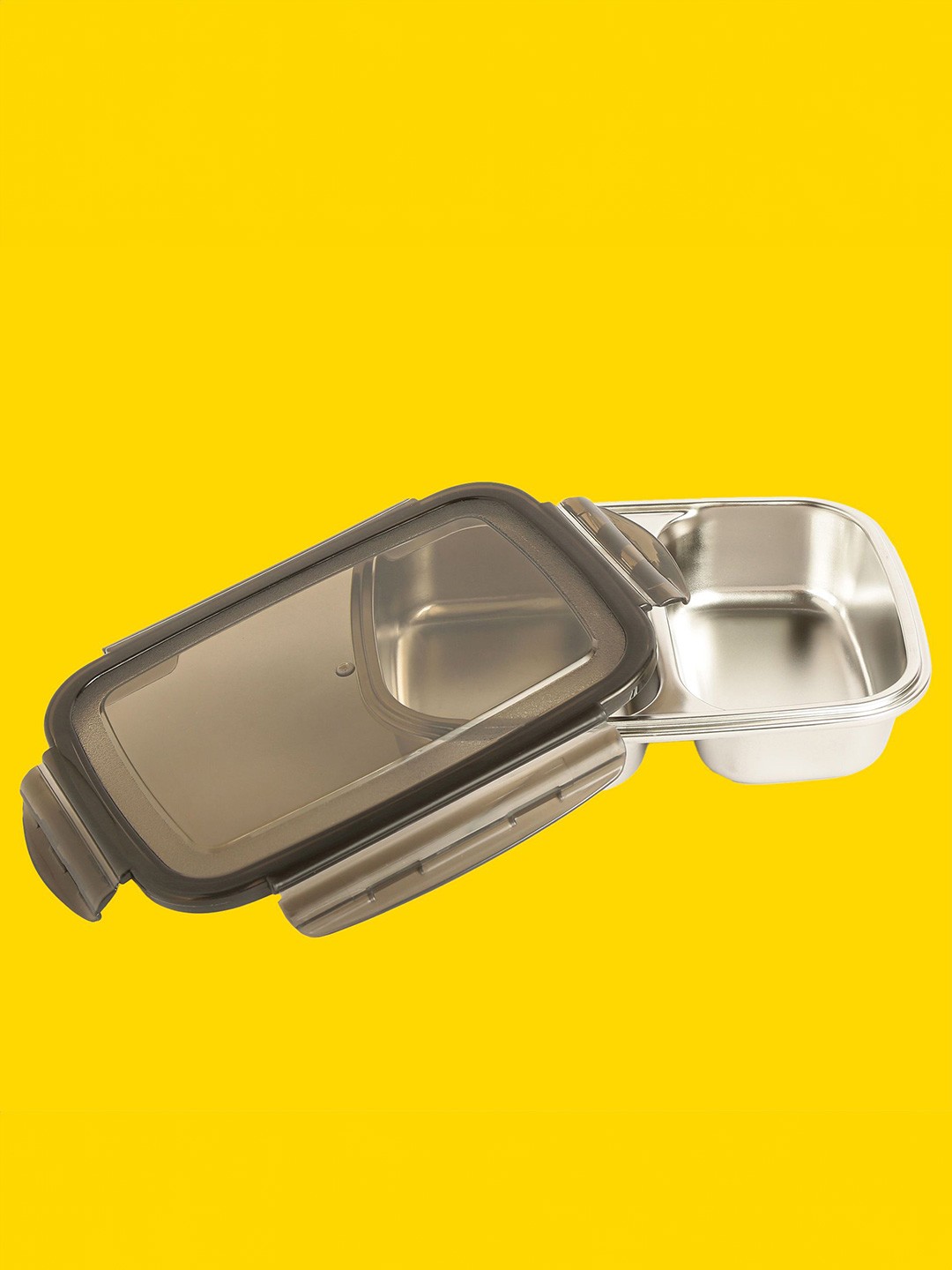 

10club Black Stainless Steel Lunch Box with 2 Compartment - 850ml