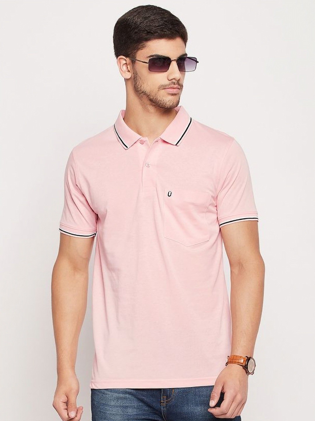 

UNIBERRY Men Polo Collar T-shirt, Pink